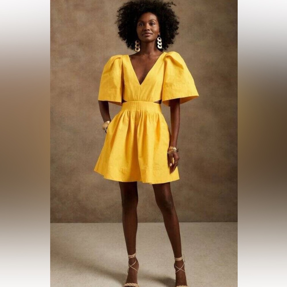 Banana Republic Yellow Cutout Mini Dress